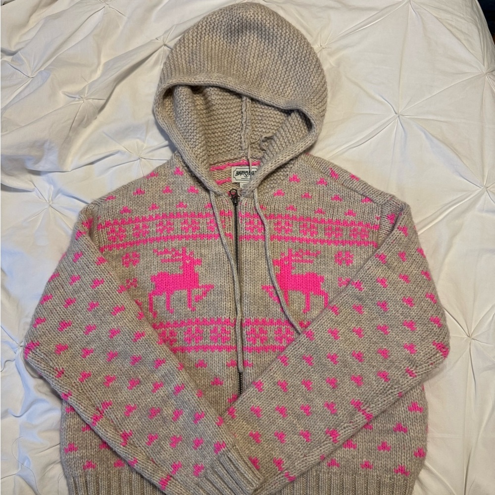 American Eagle Outfitters Pink and Tan Cardigan Sweater